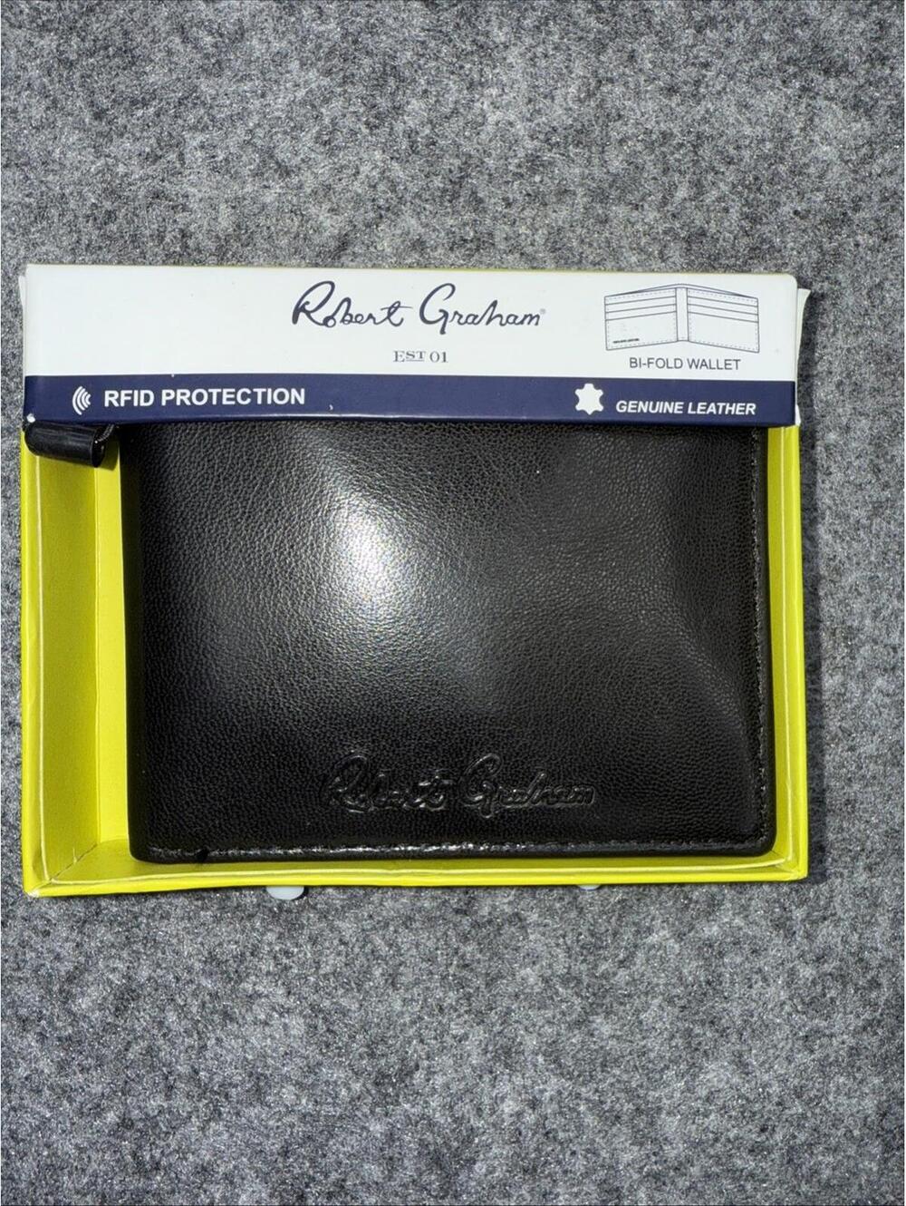 Robert Graham NATTER Bifold Leather Wallet Black RFID Protected Men's $88 NEW